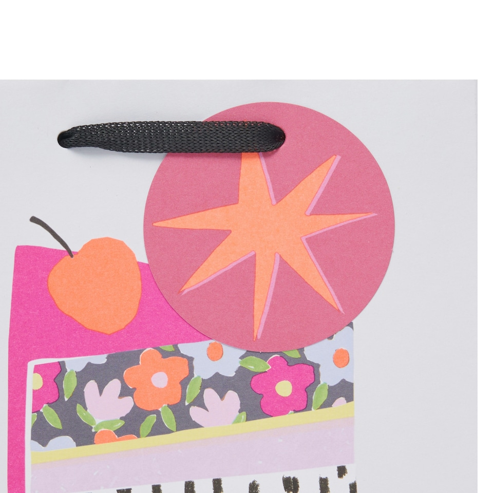 image 1 of Multipack of 3 Medium Gift Bags | Party Bags for Presents | Birthdays | For Her/Friend | Cake Design Pink