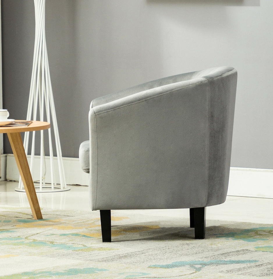 image 1 of Velvet Fabric Tub Chair Armchair Club Chair