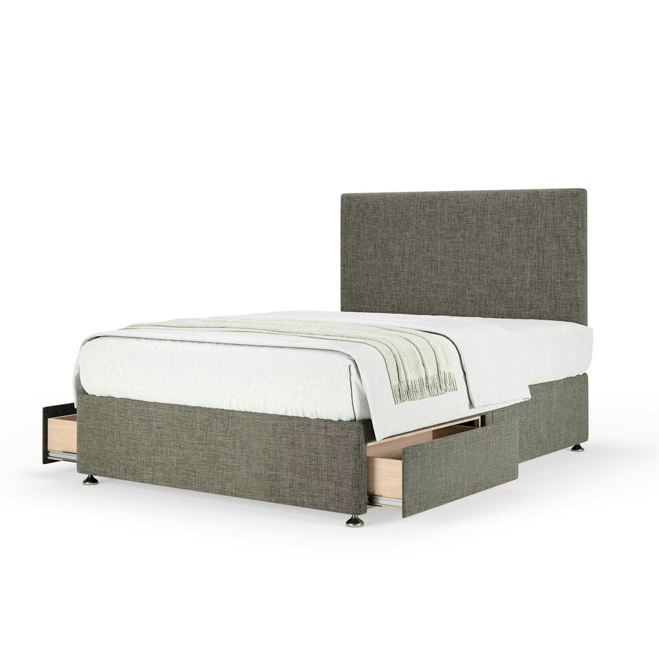 image 1 of Majestic 1000 Pocket Sprung Slate Linen 2 Drawer Divan Set And Valencia Headboard Super King