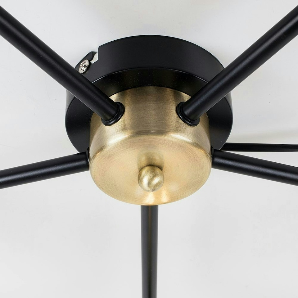 image 1 of ValueLights Steampunk Style Antique Brass And Matte Black 5 Way Ceiling Light Fitting