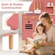 image 4 of COSTWAY Pretend Play Kitchen Wooden Kitchen Playset with Stoves Pink