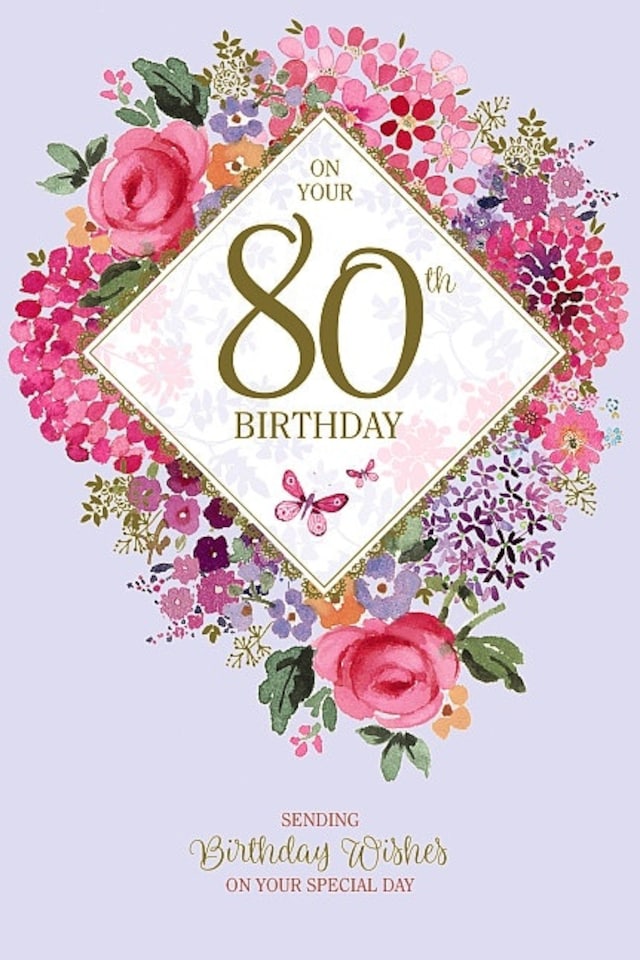 image 1 of 80TH Birthday Female Card Embossed Gold Foil Number Design