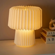 ValueLights White Origami Table Lamp with Paper Fold Shade