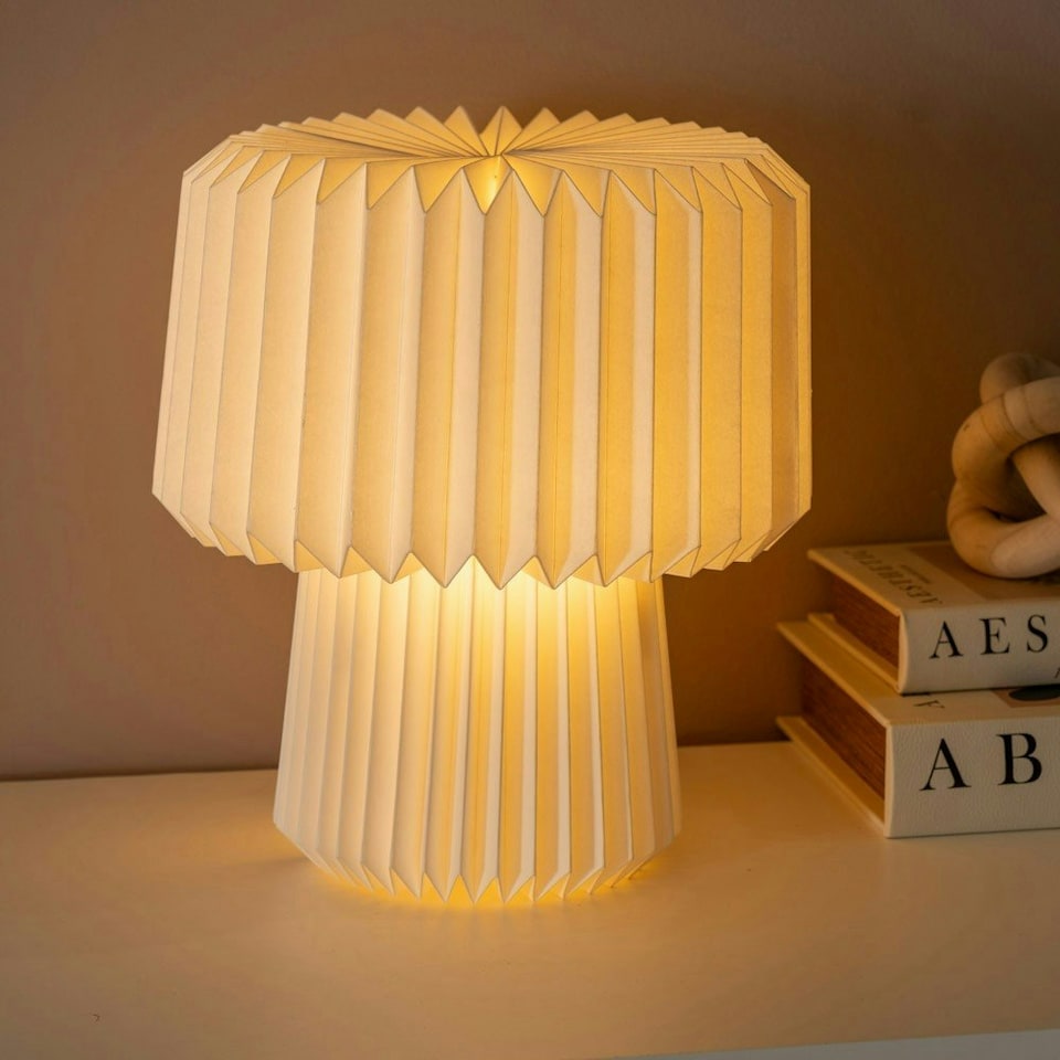 image 1 of ValueLights White Origami Table Lamp with Paper Fold Shade