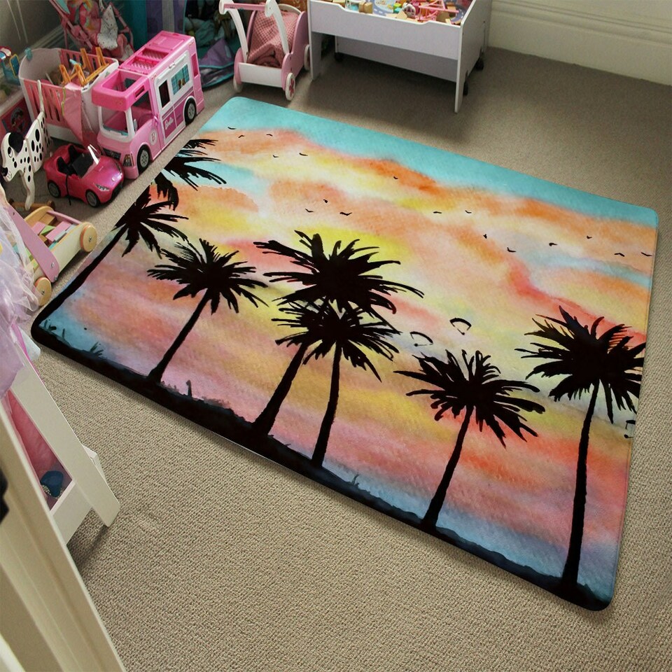 image 1 of Palm Trees at Sunset (Rug) Multi | Small: 60x110cm