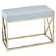 image 2 of Luxe Powder Blue Velvet And Gold Bench, Stylish Garden Bench For Outdoor, Accent Dining Bench For Diningroom Blue