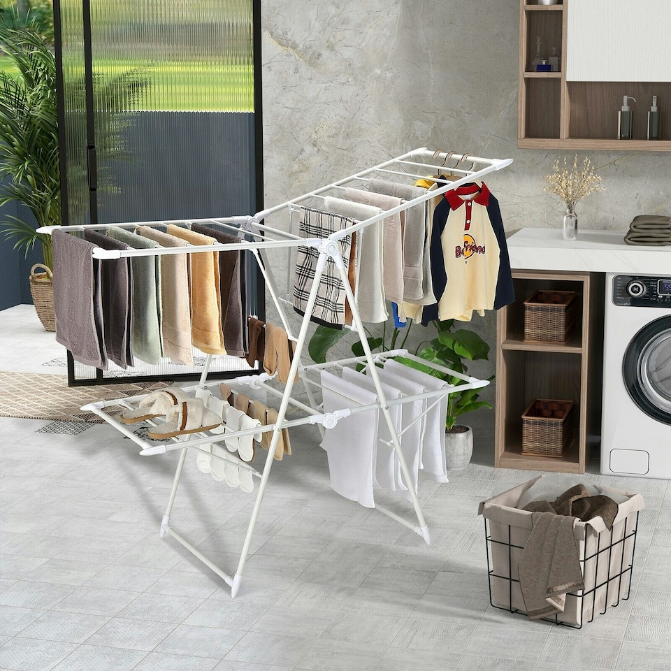 image 1 of COSTWAY 2-Tier Clothes Drying Rack Folding Dryer Garment