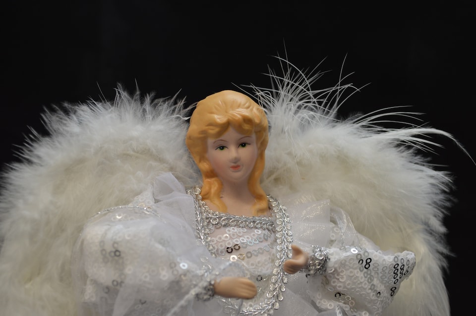 image 1 of 30cm White & Silver Christmas Tree Top Fairy Angel House Decoration Ornament