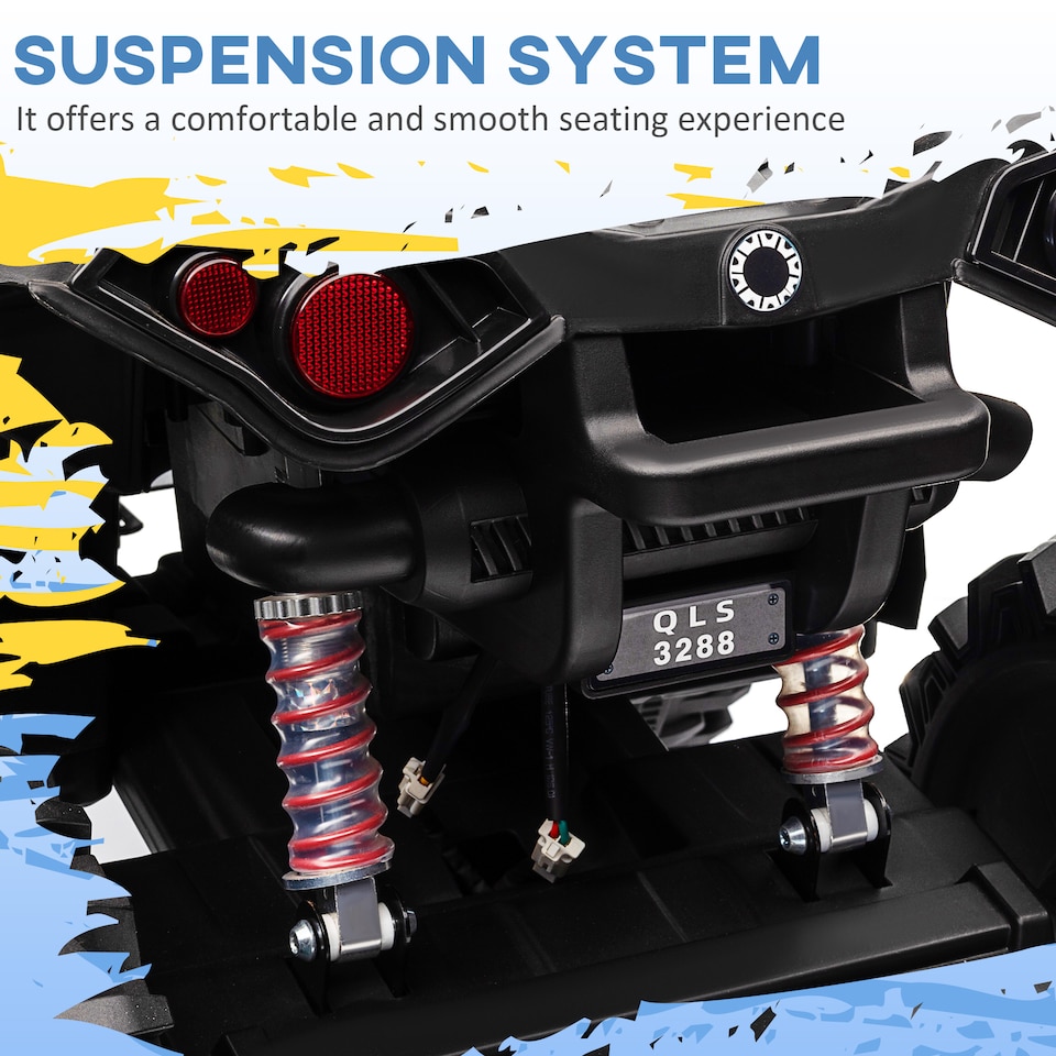 image 1 of HOMCOM 12V Quad Bike, Battery Powered Ride on ATV with LED Lights, Music, Backrest, Forward, Backward, Electric Vehicle Toy Car for Kids, Yellow