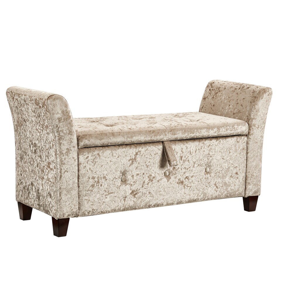 image 1 of Vida Designs Seville Storage Ottoman Bedroom Hallway Chest Bench, Crushed Velvet Champagne | Gold | Crushed Velvet Champagne | One Size