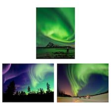 Set of 3 Northern Lights Norway Winter Bedroom Aurora Borealis Wall Art Print A4