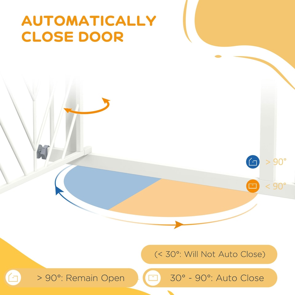 image 1 of PawHut Pressure Fit Safety Gate Auto Closing Door 2 Lock 74-80cm