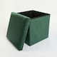 image 5 of OHS Matte Velvet Soft Foldable Cube Footstool Seat Storage Organiser Ottoman | Green | Forest Green