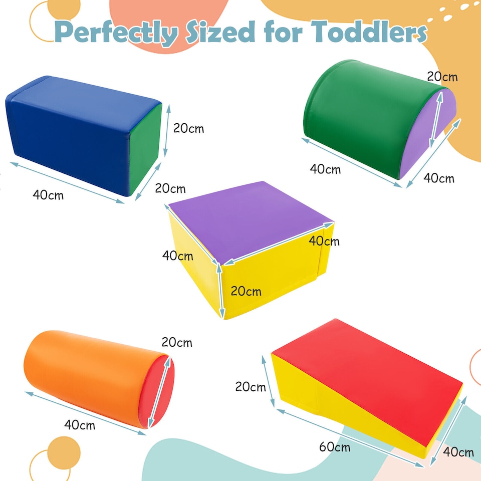 image 1 of COSTWAY 5 Pieces Kids Climb and Crawl Foam Play Set Children's Educational Software