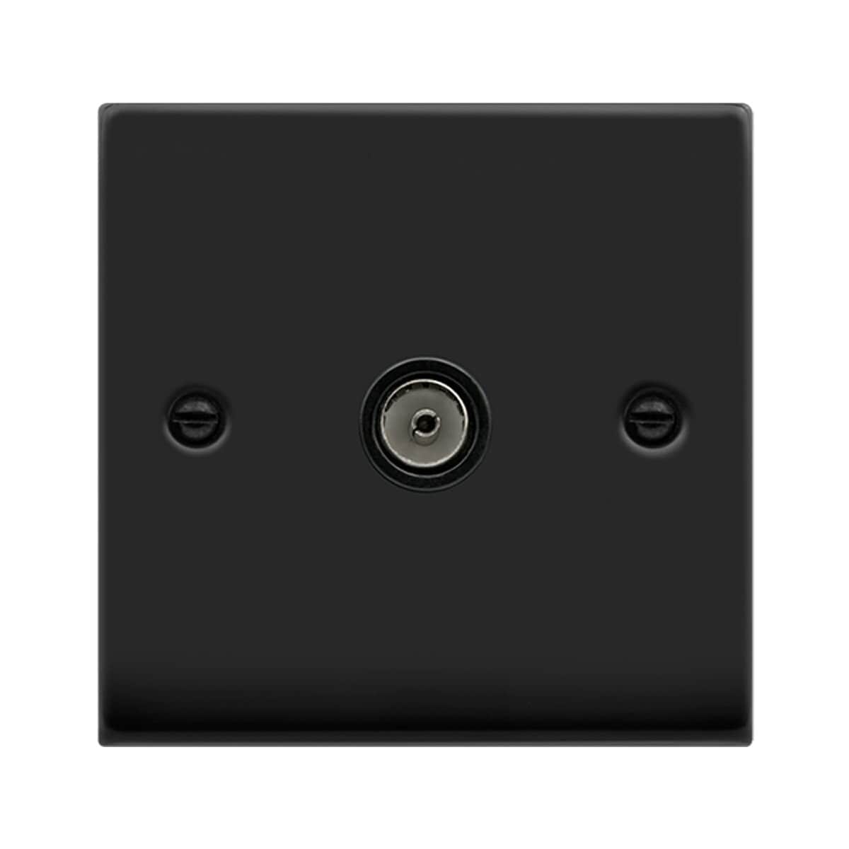 SE HOME Matt Black 1 Gang Single Coaxial TV Socket Black Matt Black