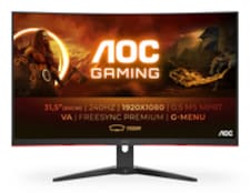 AOC Gaming C32G2ZE - 32 Inch FHD Curved Monitor, 240Hz, 1 ms MPRT, VA AMD FreeSync Premium, Low Input Lag (1920x1080@ 240Hz, 300 cd/m², HDMI/DP) | Black | Black, Red | 69.8 cm