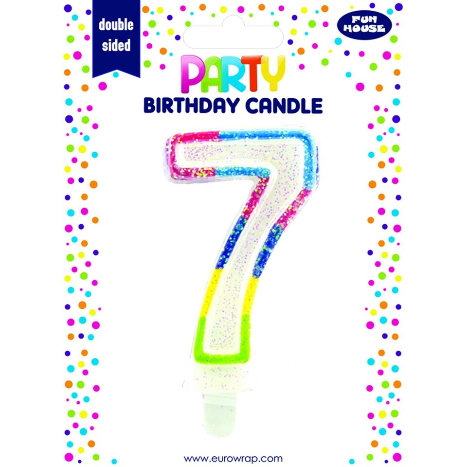 Eurowrap 7 Rainbow Birthday Candle - Multicoloured - One Size