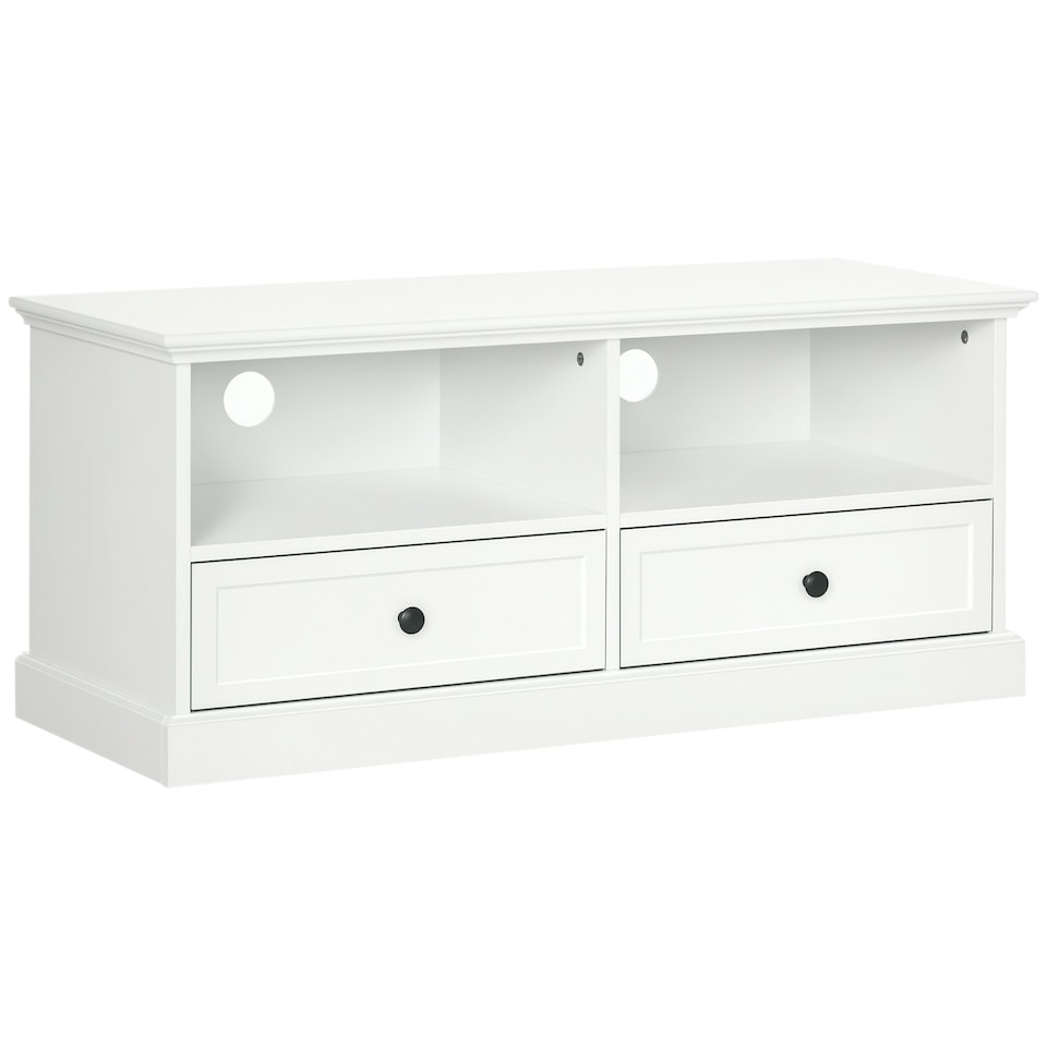 image 1 of HOMCOM TV Stand with Drawers Shelves and Cable Management, for 45" TVs, White