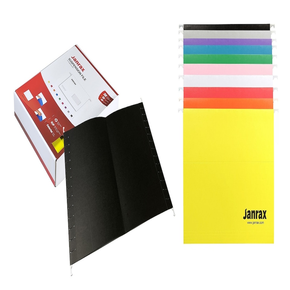 image 1 of Pack of 50 Assorted Janrax Foolscap Suspension Files