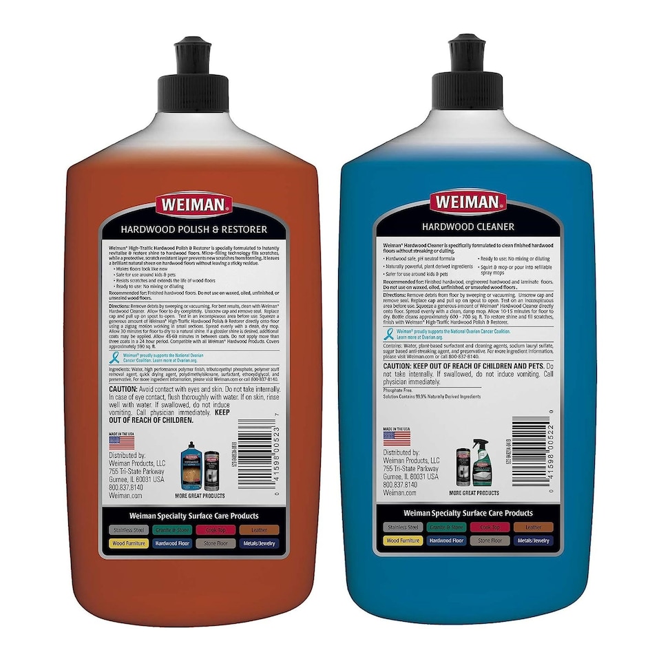 image 1 of Weiman Hardwood Floor Cleaner and Polish Restorer Combo High Gloss 2 Pack