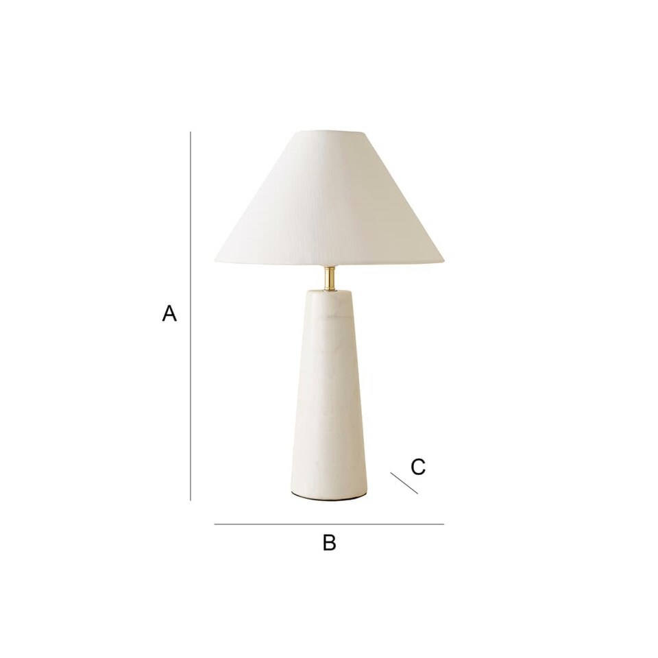 image 1 of ValueLights Margot White Marble Bedside Table Lamp Linen Taper Shade & Bulb | White