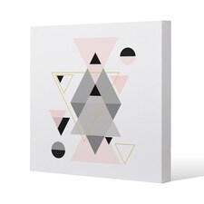 Pink & Grey Geometric Triangles (Canvas Print) / 114 x 114 x 4cm | Multi
