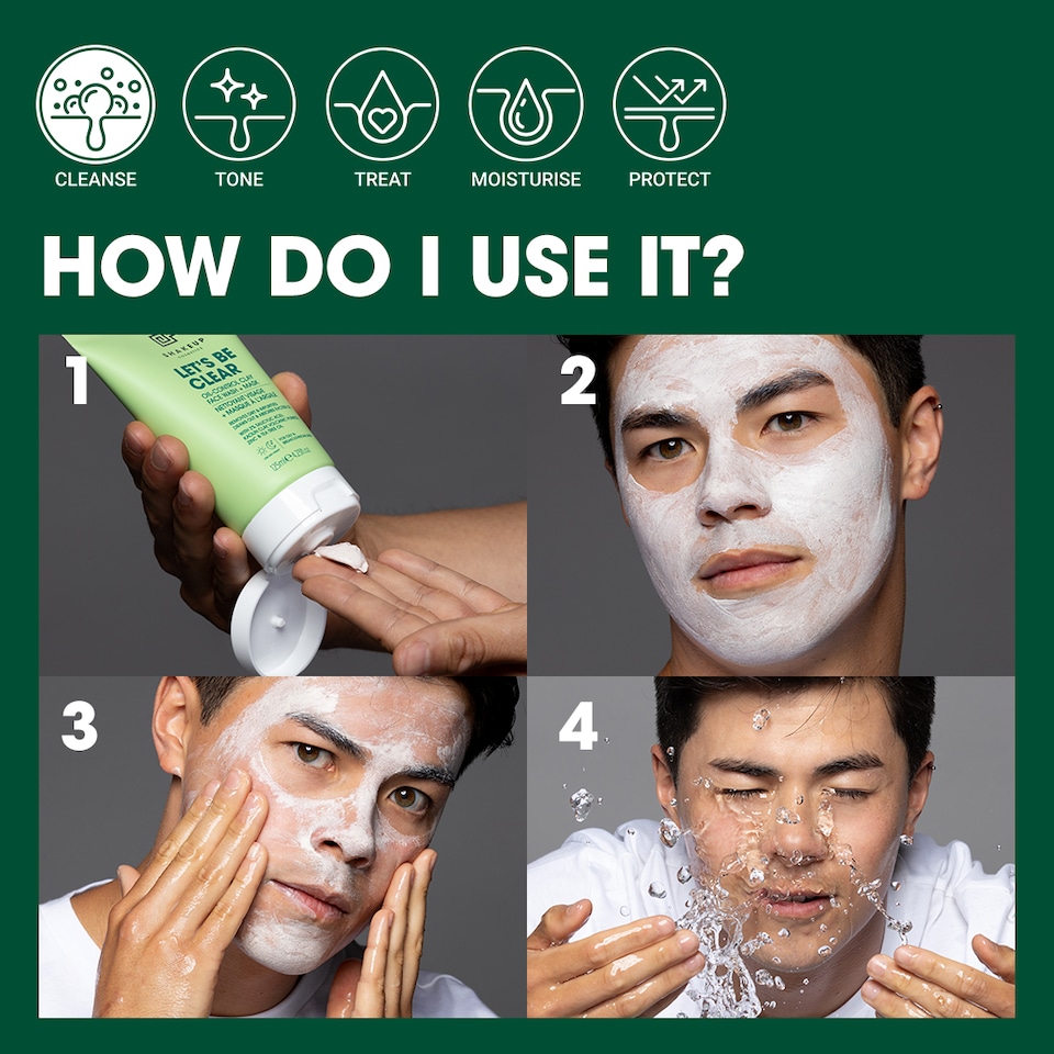 image 1 of Shakeup Cosmetics LET'S BE CLEAR Oil-Control Clay Face Scrub + Mask - 125ml
