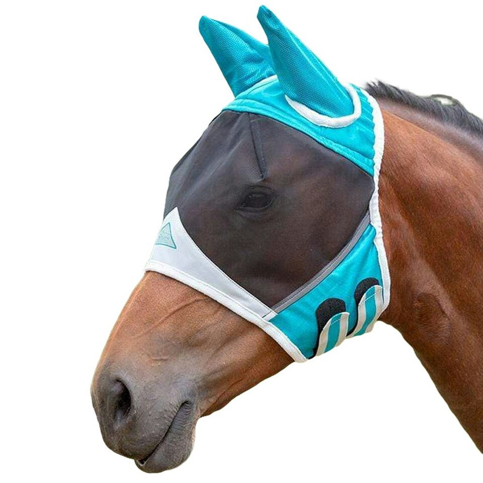 Shires Fine Mesh Horse Fly Mask With Ears - Teal - X Small Pony