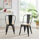image 2 of Furniturebox 2x Colton 'Tolix' Style Black Metal Dining Chairs Wood Seat