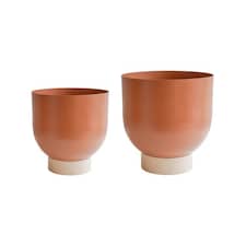Austin Dual Metal Planters (Set of 2) - Mild Steel - Rhubarb | Brown