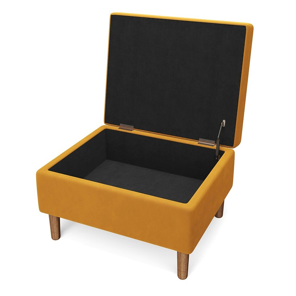 image 1 of Living and Home Modern Tufted Velvet Storage Ottoman- Yellow