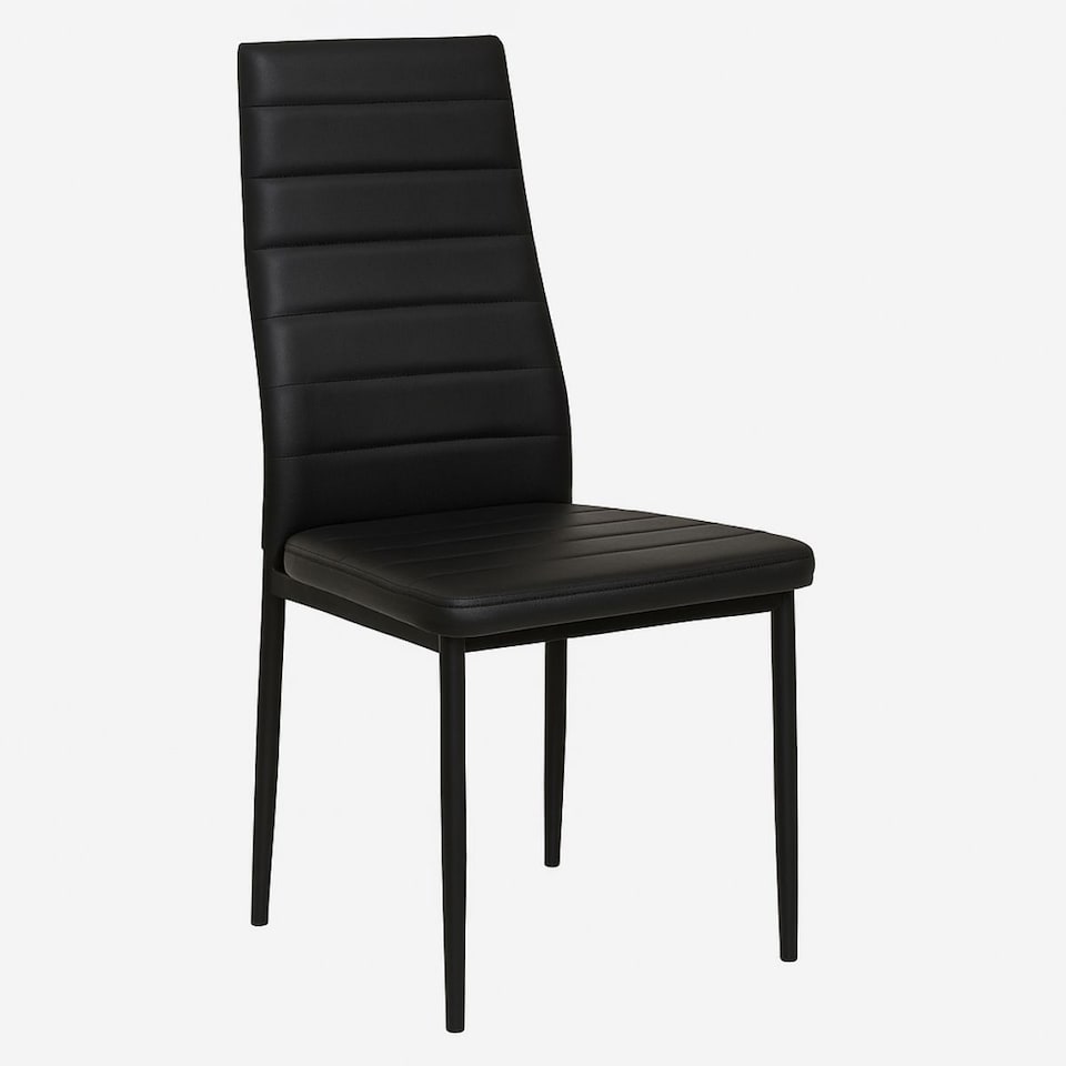 image 1 of Dining Table and 4 Chairs Rustic Effect Wood Table with 4 Black Faux Leather Dining Chairs