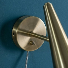 ValueLights Pair of - Plug in Brushed Antique Brass Cone Easy Fit Wall Lights with Adjustable Head - Bulbs included
