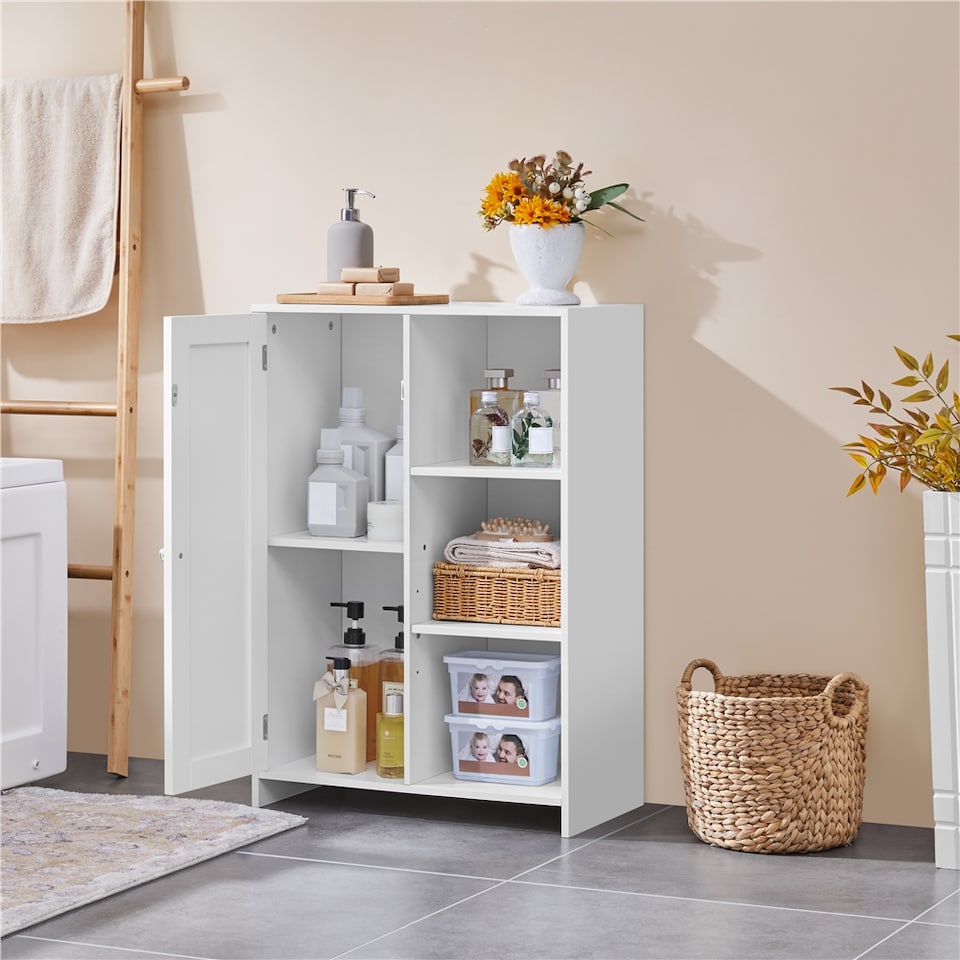 image 1 of Yaheetech Multipurpose Bathroom Floor Cabinet with Open Adjustable Shelves
