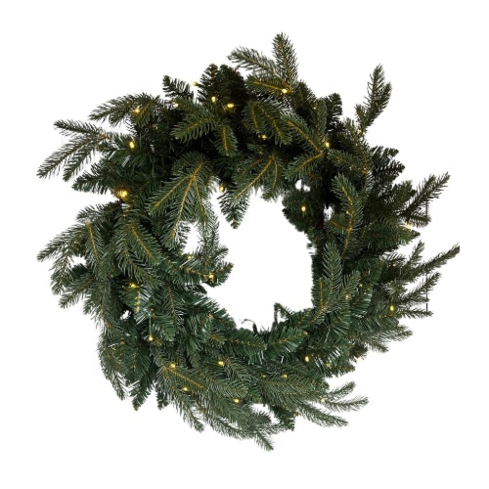 image 1 of 60cm Premium Mixed branch prelit Green Wreath - with timer