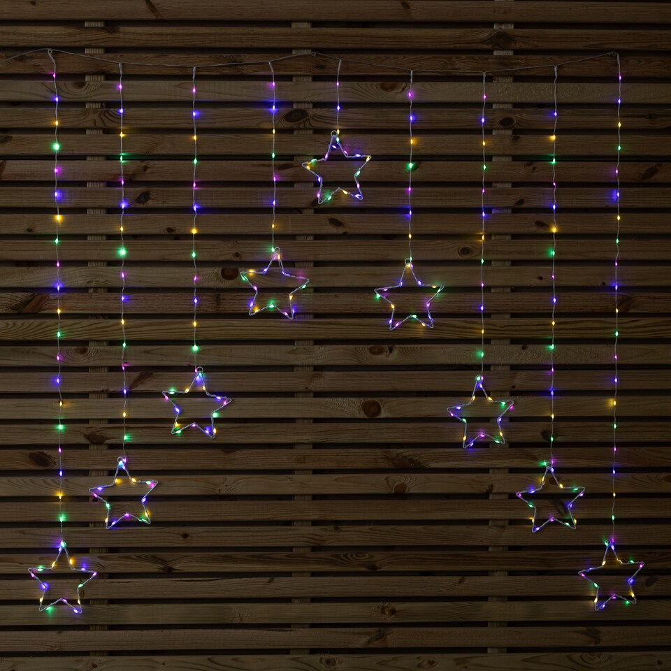image 1 of 1.2m Multi Colour LED Star Curtain Lights Christmas Decorations
