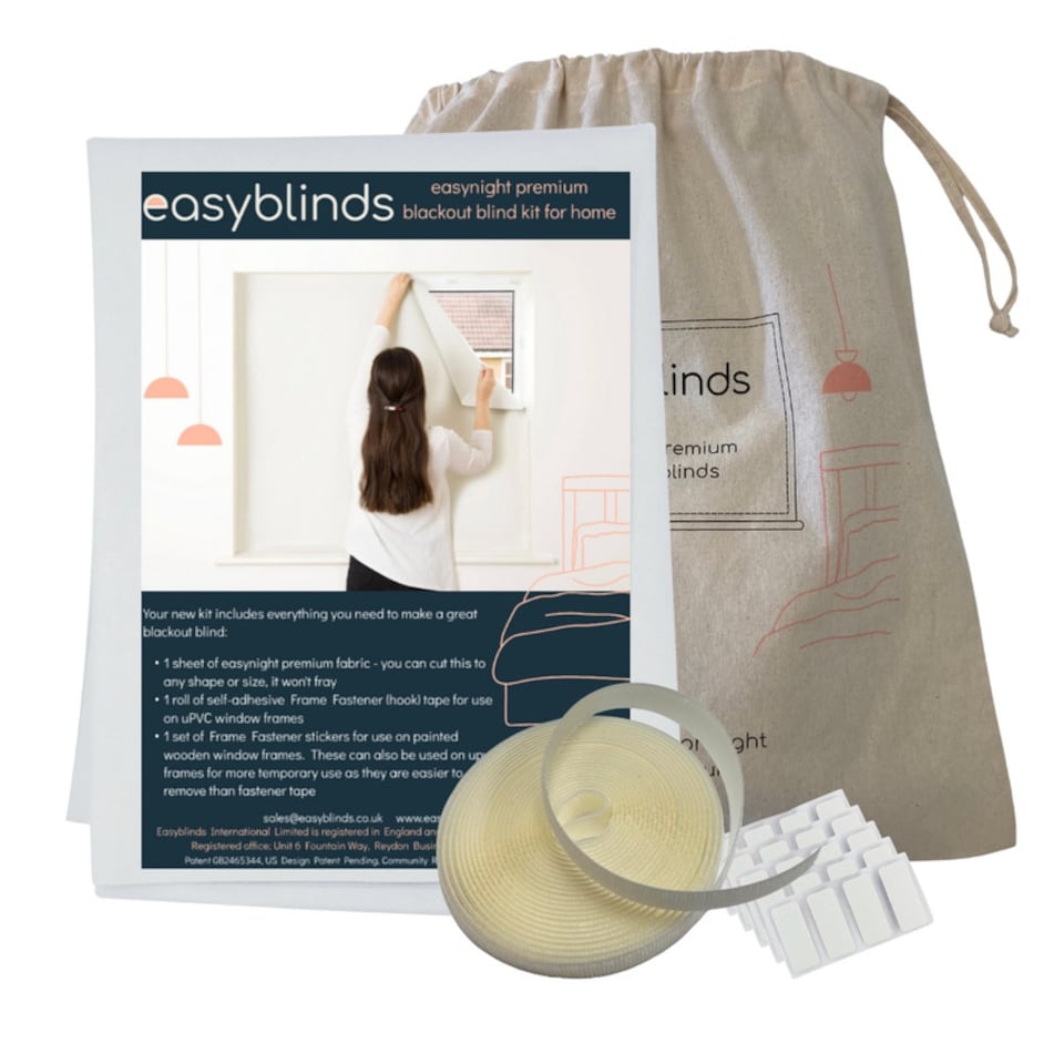 image 1 of Easyblinds easynight premium blackout blind, White, complete blackout, self-adhesive attachments, cut to size,shape up to 200x135cm | White | White | Not provided | 1