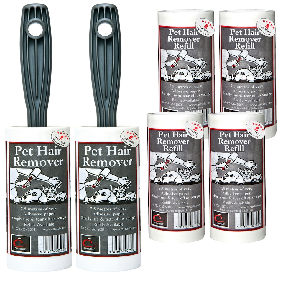 image 1 of 2 x Caraselle Pet Hair Remover Lint ROLLERS & 4 REFILLS (total 45m)