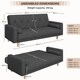 image 4 of Yaheetech Fabric Convertible Sofa Bed with 2 Bolster Pillows-Black