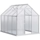 image 1 of Outsunny Polycarbonate Walk-in Garden Greenhouse w/ Sliding Door Silver Tone | Silver | 1