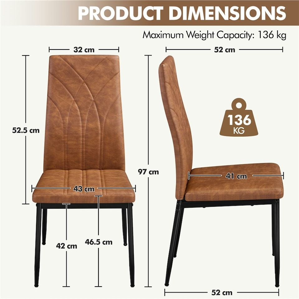 image 1 of Yaheetech Set of 4 High Back Dining Chairs