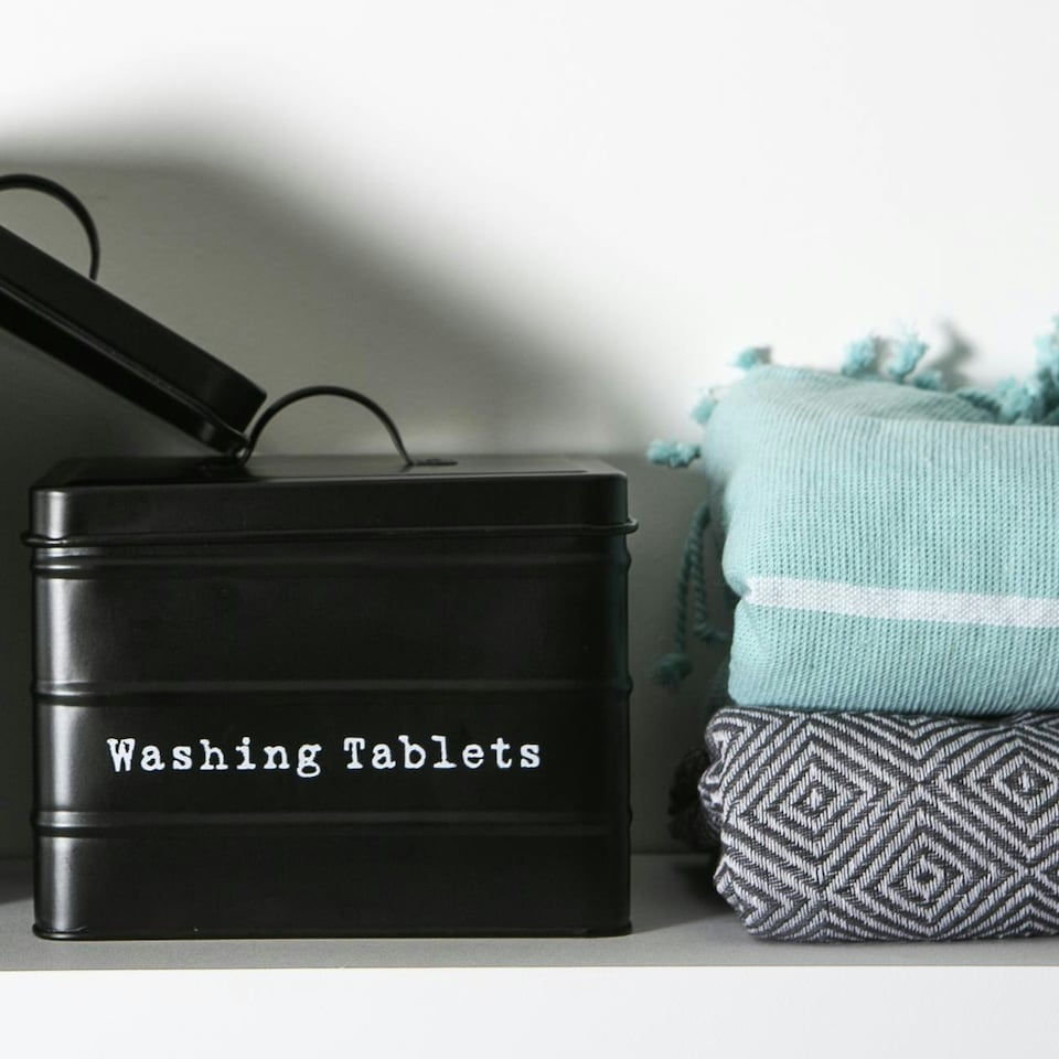 image 1 of Harbour Housewares 3 Piece Black Vintage Metal Utility Canisters Set Utility Storage Utility Containers Storage Box Storage Container | Multi | 3