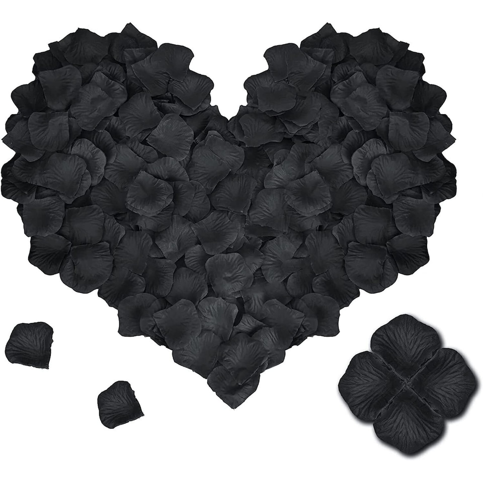 500 Artificial Black Rose Petals | Silk Flower Petal Confetti for Weddings, Valentine's Day, Engagements & Romantic Decorations | Realistic Decorative Petals for Tables, Beds, Aisles & Party Décor