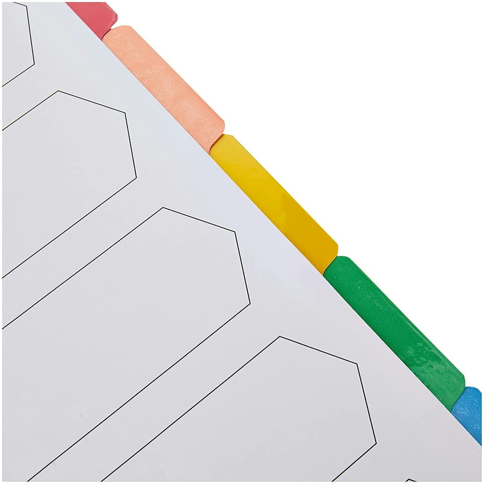 image 1 of A4 White 5-Part Multi-punched Reinforced Board Multi-Colour Blank Tabs Index