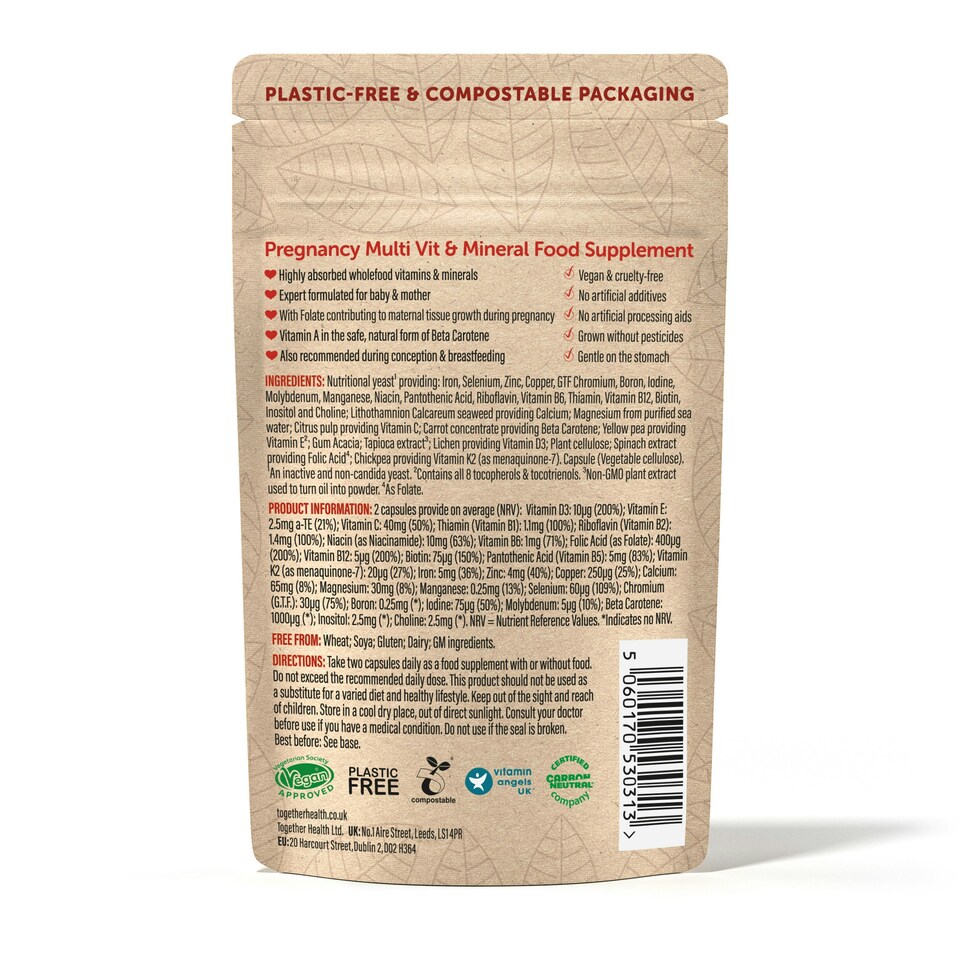 image 1 of Together Health Pregnancy- Wholefood- Folic Acid- 60 Capsules