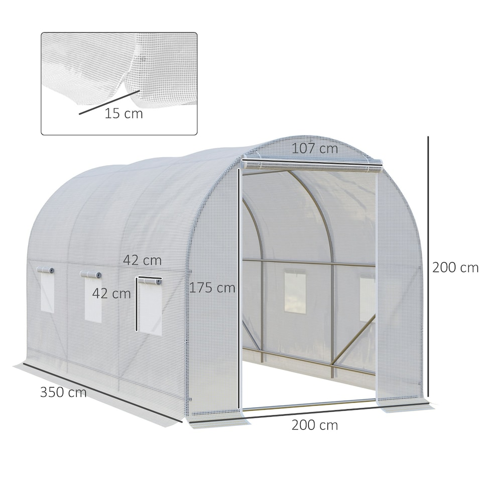 image 1 of Outsunny Large Walk-in Greenhouse Poly Tunnel Galvanised Garden Plants Grow Tent