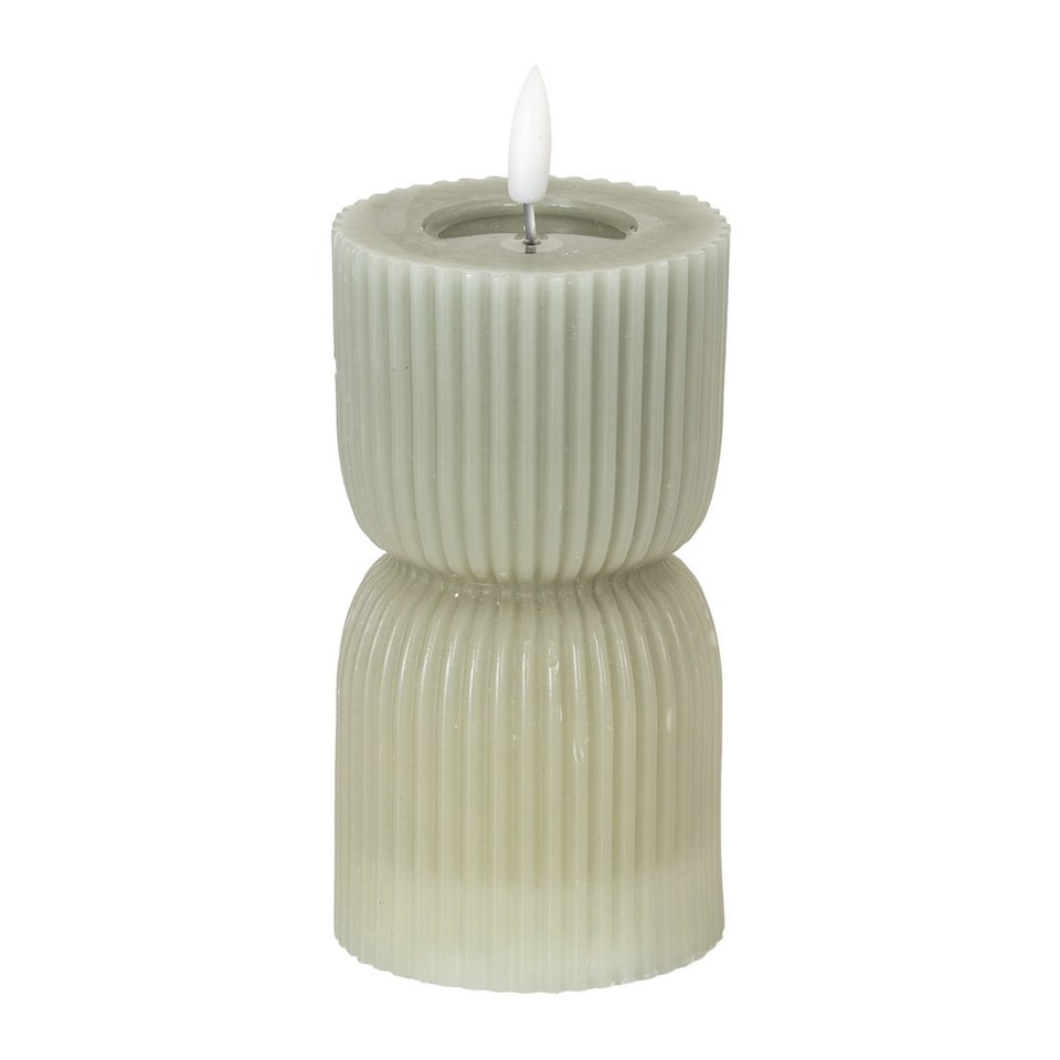 image 1 of Luxe Collection Natural Glow 2.75x6 Carved LED Candle - Plastic - L7 x W7 x H14 cm - Grey