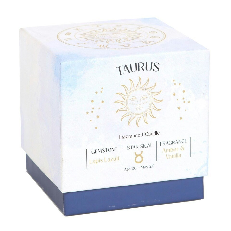 image 1 of Something Different Taurus Amber & Vanilla Lapis Lazuli Scented Candle - Blue/Brown - One Size Blue | One Size