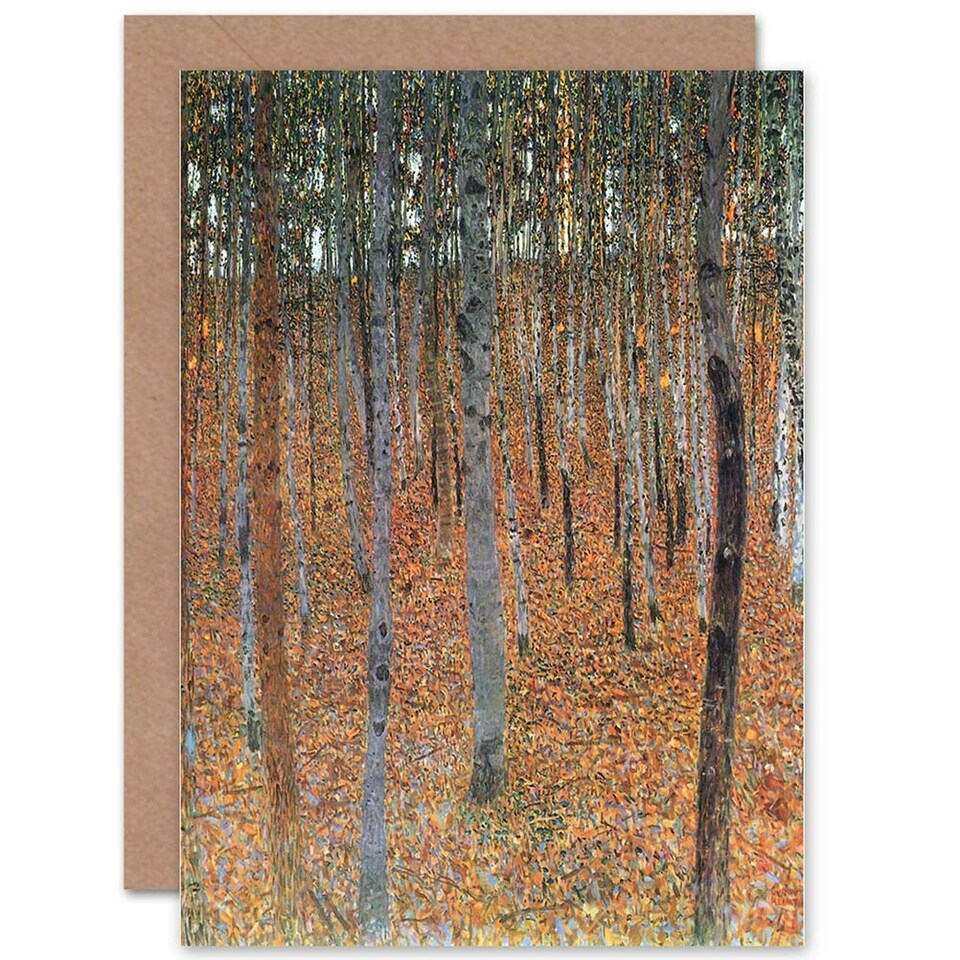 image 1 of Gustav Klimt Beech Grove Old Master Painting Greeting Card
