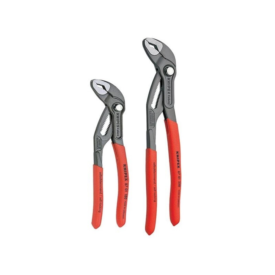 image 1 of Knipex Cobra High-tech Water Pump Pliers, Plastic Coated - Multi Colour - Set of 2 (180 & 250mm)